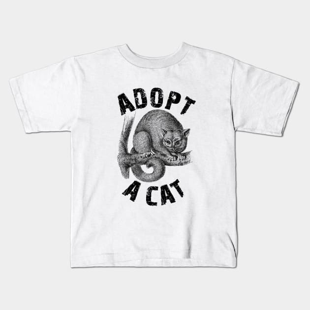 Adopt a Cat Funny Opossum Black&White Kids T-Shirt by MManoban